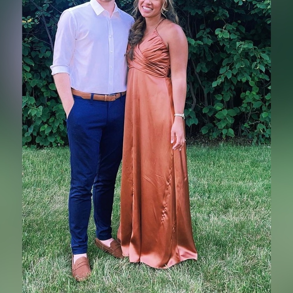 Size 8 Nayeli Satin dress in Copper from Revelry